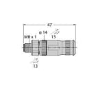 TURCK - M8 x 1 / Ø 8 mm Rundsteckverbinder, Konfektionierbarer Steck