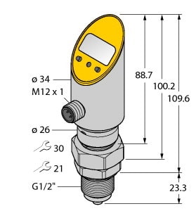 TURCK - Drucksensor (verdrehbar), mit Analogausgang und einem Transi