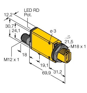 TURCK - Opto-Sensor, Lichtleiter-Sensor für Glaslichtleiter, FM12ATE