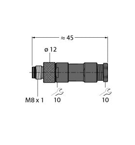 TURCK - M8 x 1 / Ø 8 mm Rundsteckverbinder, Konfektionierbarer Steck
