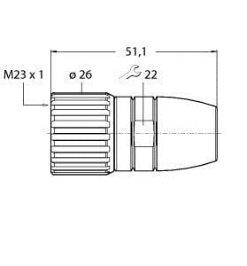 TURCK - M23 x 1 Rundsteckverbinder, Konfektionierbare Kupplung, gera
