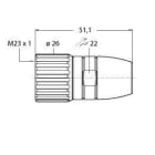 TURCK - M23 x 1 Rundsteckverbinder, Konfektionierbare Kupplung, gera