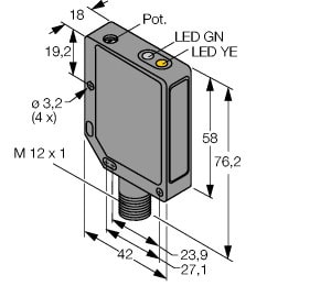 TURCK - Opto-Sensor, Reflexionslichttaster mit einstellbarer Hinterg