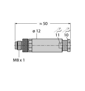 TURCK - M8 x 1 / Ø 8 mm Rundsteckverbinder, Konfektionierbarer Steck