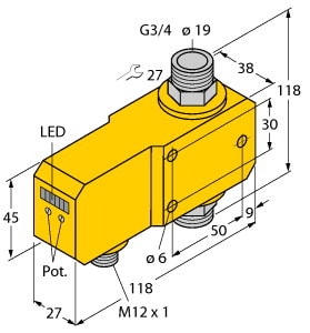 TURCK - Strömungsüberwachung, Inline-Sensor mit integrierter Auswert