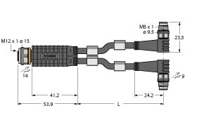 TURCK - 2-fach-Verteilersysteme, Y-Verteiler mit Leitung, Kupplung M