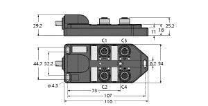 TURCK - Passiver Aktuator-/Sensor-Verteiler M12 x 1, 4-fach, mit fes