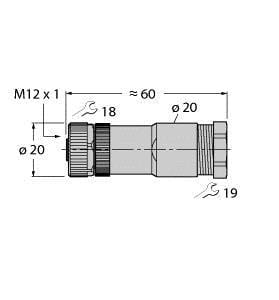 TURCK - M12 x 1 Rundsteckverbinder, Konfektionierbare Kupplung, gera