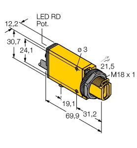 TURCK - Opto-Sensor, Lichtleiter-Sensor für Glaslichtleiter, FM12ATE