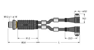 TURCK - 2-fach-Verteilersysteme, Y-Verteiler mit Leitung, Stecker M1