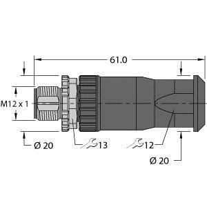 TURCK - M12 x 1 Rundsteckverbinder, Konfektionierbarer Stecker, gera