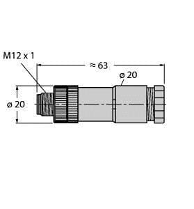 TURCK - M12 x 1 Rundsteckverbinder, Konfektionierbarer Stecker, gera