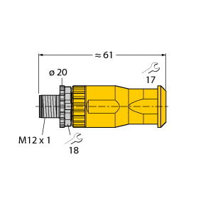 TURCK - M12 x 1 Rundsteckverbinder, Konfektionierbarer Stecker, gera