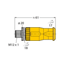 TURCK - M12 x 1 Rundsteckverbinder, Konfektionierbarer Stecker, gera