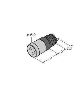 TURCK - M8 x 1 / Ø 8 mm Rundsteckverbinder, Einbaustecker Ø 8 mm, sc