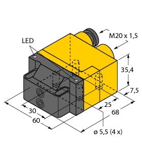 TURCK - Induktiver Sensor, Doppelsensor für Schwenkantriebe, Standar