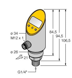 TURCK - Drucksensor, mit Analogausgang und einem Transistorschaltaus