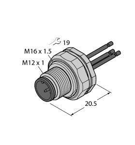 TURCK - Zubehör für Aktuator-/Sensorleitungen, Flanschstecker mit Li