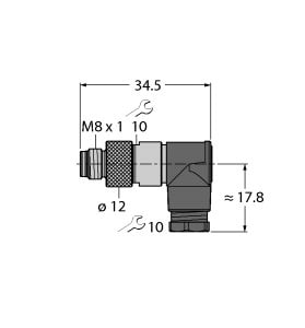 TURCK - M8 x 1 / Ø 8 mm Rundsteckverbinder, Konfektionierbarer Steck