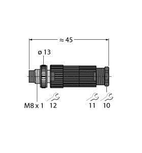 TURCK - M8 x 1 / Ø 8 mm Rundsteckverbinder, Konfektionierbarer Steck
