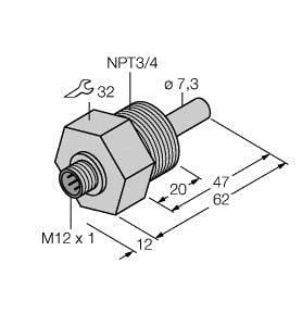 TURCK - Strömungsüberwachung, Eintauchsensor ohne integrierte Auswer