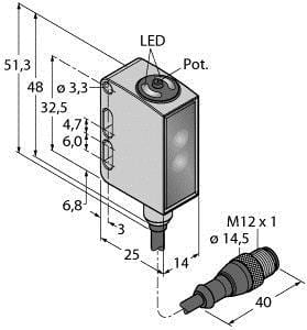 TURCK - Opto-Sensor, Reflexionslichttaster mit einstellbarer Hinterg