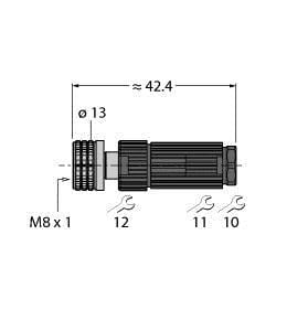 TURCK - M8 x 1 / Ø 8 mm Rundsteckverbinder, Konfektionierbare Kupplu