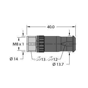 TURCK - M8 x 1 / Ø 8 mm Rundsteckverbinder, Konfektionierbare Kupplu
