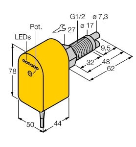 TURCK - Strömungsüberwachung, Eintauchsensor mit integrierter Auswer