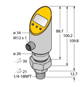 TURCK - Drucksensor (verdrehbar), mit Analogausgang und einem Transi