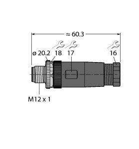 TURCK - M12 x 1 Rundsteckverbinder, Konfektionierbarer Stecker, gera