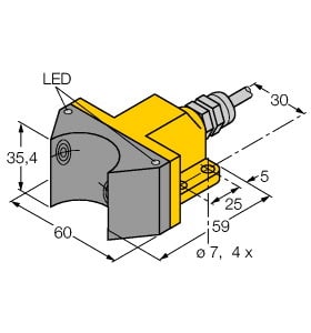 TURCK - Induktiver Sensor, Doppelsensor für Schwenkantriebe, Standar