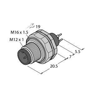 TURCK - Zubehör für Aktuator-/Sensorleitungen, Flanschstecker mit Pr