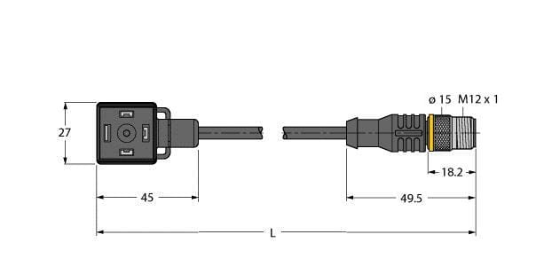 TURCK - Ventilsteckverbinder Bauform A, Verbindungsleitung
