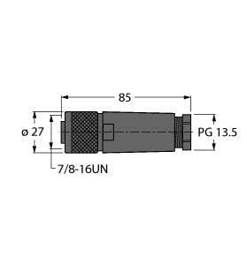 TURCK - 7/8'' Rundsteckverbinder, Konfektionierbare Kupplung, gerade