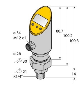 TURCK - Drucksensor (verdrehbar), mit 2 Transistorschaltausgängen pn
