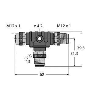 TURCK - 2-fach-Verteilersysteme, Profibus-T-Stück, komplett geschirm