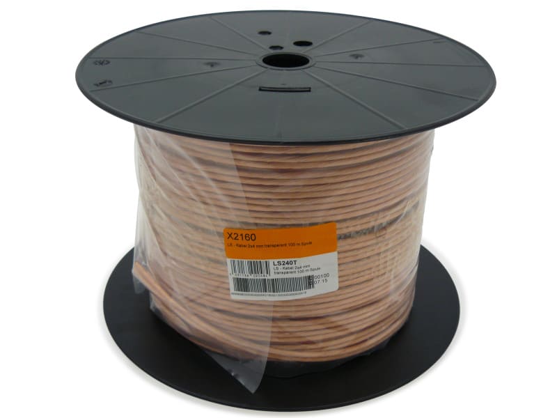 TELEVES - LS - Kabel 2x4 mm transparent 100 m Spule