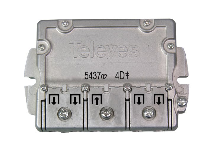 TELEVES - Easy-F-Verteiler 4-fach 5-2400 MHz VD: 9 dB DC A->E