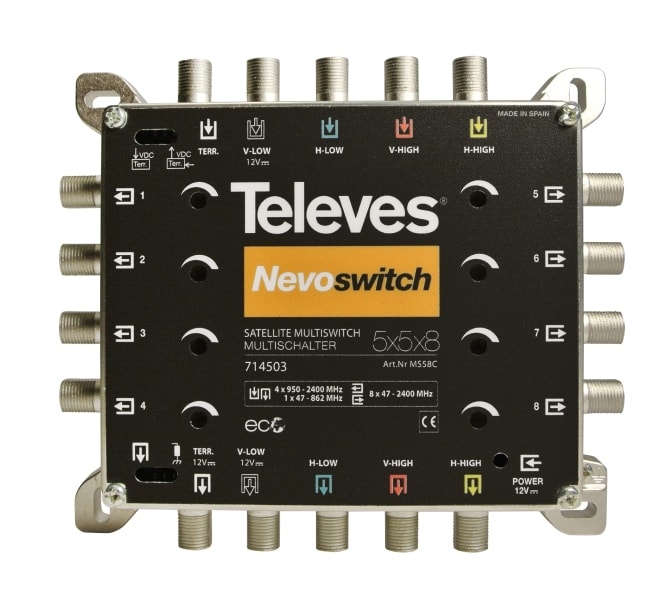 TELEVES - Multischalter-Guss 5 in 8 NEVO kaskad. receiverpowered