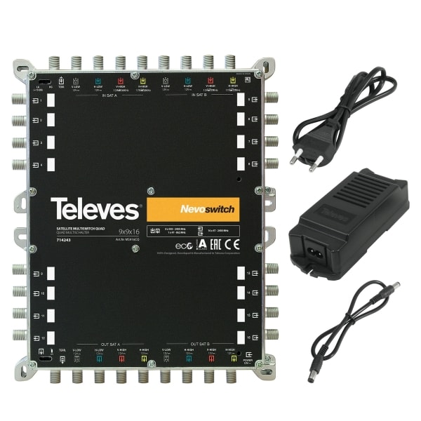 TELEVES - 9in16 Guss-Multischalter NEVO m. Netzteil quadtauglich kask.