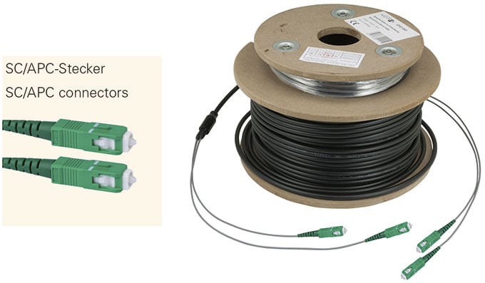 TELEVES - Optisches TWIN - Erdkabel 150m mit 4 x Stecker SC/APC