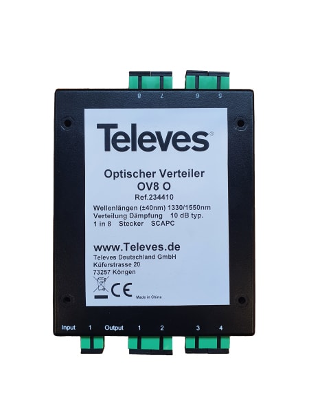 TELEVES - Optischer 8-fach Verteiler, Anschlüsse SC/APC - Buchsen