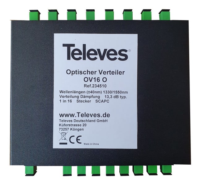 TELEVES - Optischer 16-fach Verteiler Anschlüsse SC/APC - Buchse