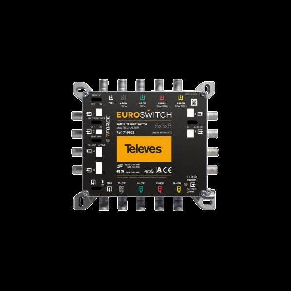 TELEVES - 5 in 6 Guss-Multischalter EUROSWITCH kaskad. quadtaugl. m.NT