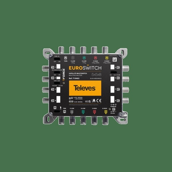 TELEVES - 5 in 8 Guss-Multischalter EUROSWITCH kaskad. quadtaugl. m.NT