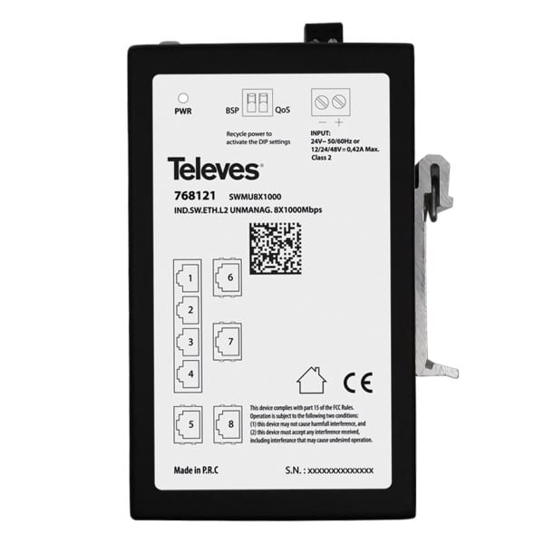 TELEVES - Ind.Sw.L2 Nicht verwaltet 8x1000Mbps Ohne PSU