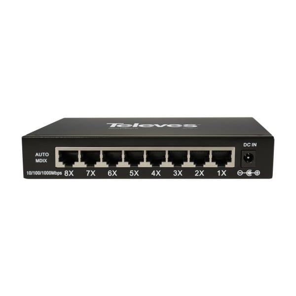 TELEVES - Ethernet Switch L2, Unmanaged: 8x 10/100/1000 Mbps
