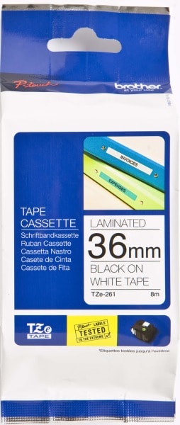 BROTHER - Schriftbandkassette weiß /schwarz 36mm TZe-261