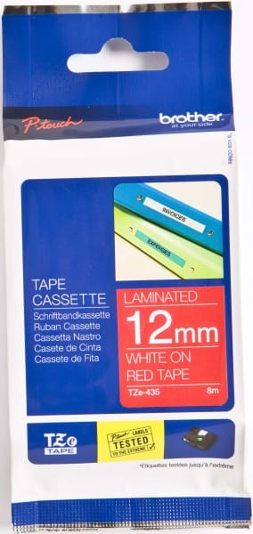BROTHER - Schriftbandkassette rot / weiß 12mm TZe-435